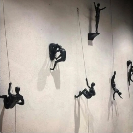 6pcs Pack Industrial Style Climbing Man Resin Wall..