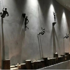 6pcs Pack Industrial Style Climbing Man Resin Wall Hanging Decoration Sculpture Figures Creative Retro Present Statue Decor