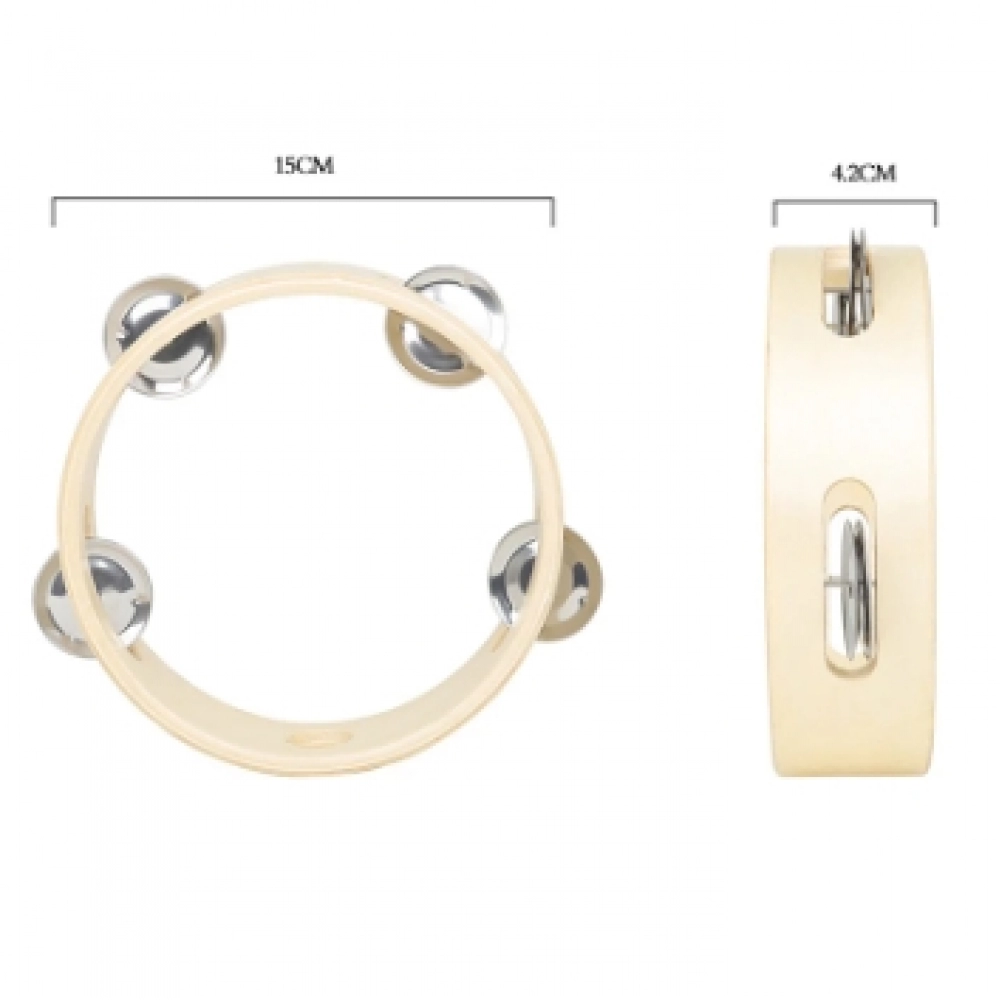 6 Inch Handbell Tambourine Metal Wooden Rattle Ball Percussion Hand Party Game Baby Toy Musical Instrument Kids Gift