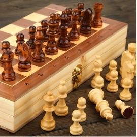 Magnetic Wooden Folding Chess Set Felted Game Board 24cm*24cm Interior Storage Adult Kids Gift Family Game Chess Board